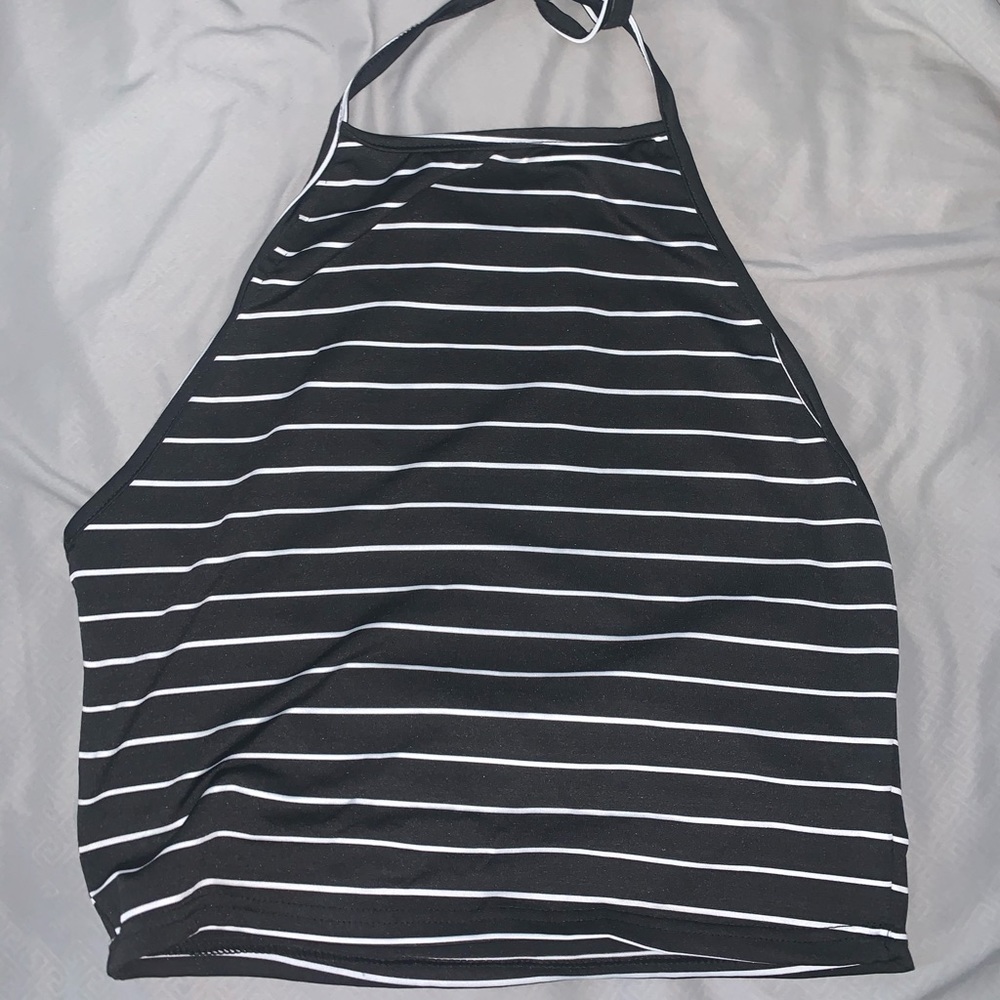 stripped cropped halter top